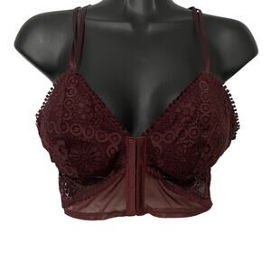 Aerie Womens Bra Size Large Joy Lace Padded Long Line lace Bralette Adjustable